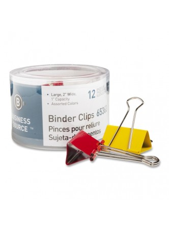Binder clips,  Large - 2" Width - 12 / Pack - Assorted - bsn65363